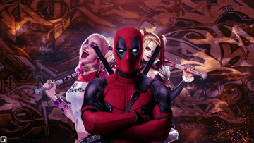 Картинка рисованное кино harley quinn deadpool