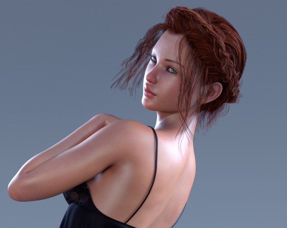 Обои картинки фото 3д графика, люди , people, девушка, взгляд, фон