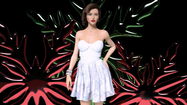 Обои картинки фото 3д графика, люди , people, девушка, взгляд, фон