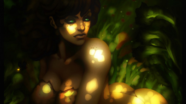 Обои картинки фото рисованное, комиксы, фон, девушка, взгляд