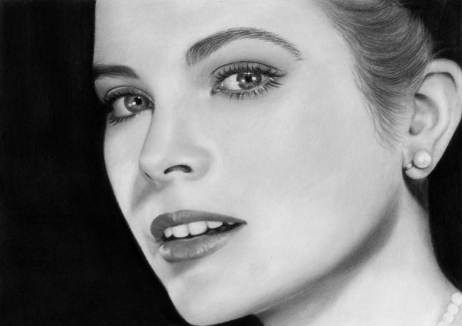 Обои картинки фото grace kelly, рисованное, люди, взгляд, фон, девушка