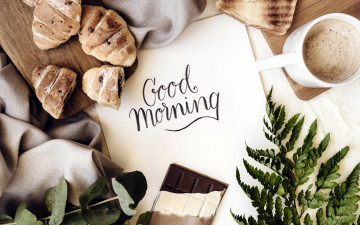 Картинка еда разное кофе шоколад тост круассаны