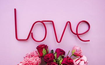 Картинка праздничные день+святого+валентина +сердечки +любовь надпись