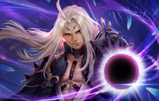 Обои картинки фото фэнтези, маги,  волшебники, маг, арт, аниме, магия, mad researcher melcure, seven knights