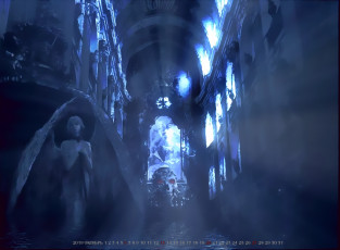 Картинка календари фэнтези 2019 calendar помещение окно череп силуэт крылья девушка ангел