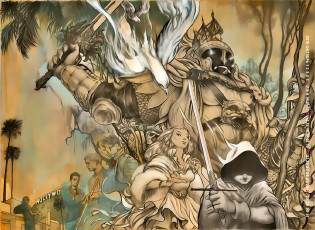 Картинка календари фэнтези девушка оружие птица 2019 calendar человек