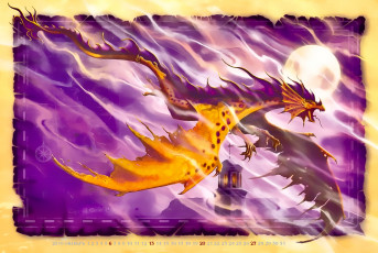 обоя календари, фэнтези, 2019, calendar, крылья, дракон, планета