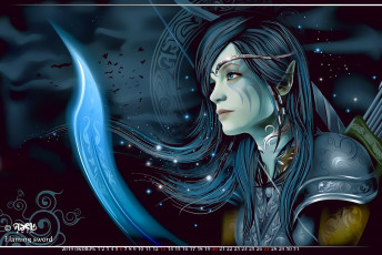 Картинка календари фэнтези узор calendar 2019 рисунок профиль оружие эльф девушка