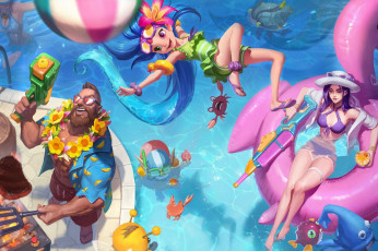 Картинка видео+игры league+of+legends отдых бассейн барбекю персонажи