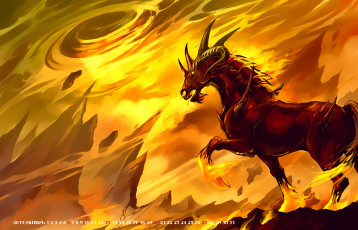 обоя календари, фэнтези, 2019, calendar, конь, лошадь, рога, существо