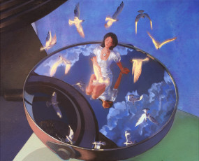 Картинка фэнтези девушки девушка птицы