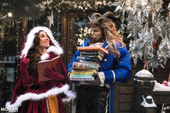 обоя девушки, анна шаховская, образы, косплей, наряды, костюмы, снег, зима, книги, чудовище, здание, украшения, новый, год