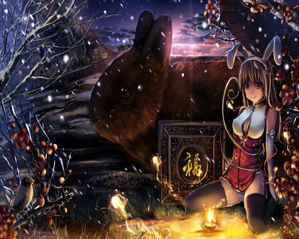 Обои картинки фото аниме, merry, chrismas, winter