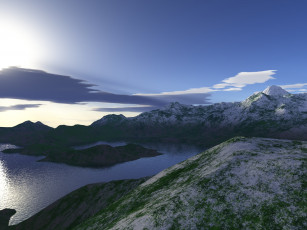 Картинка 3д графика nature landscape природа снег холмы