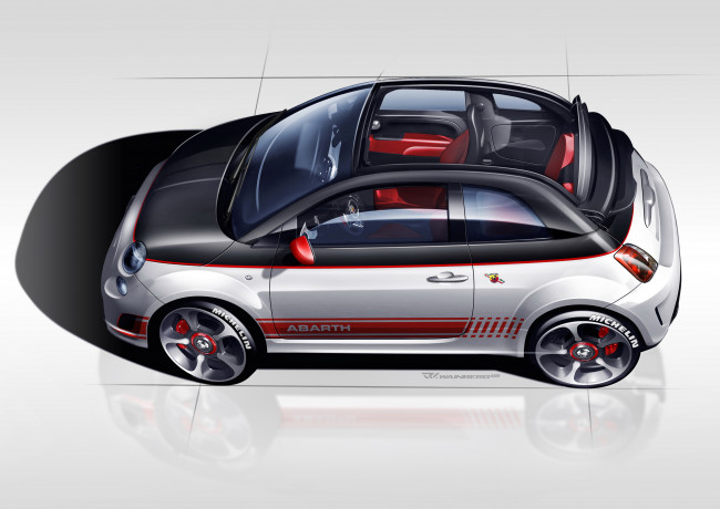 Обои картинки фото 2010, abarth, 500c, автомобили, рисованные