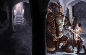 Картинка фэнтези красавицы+и+чудовища повиновение тролль девушка существо зал колонны