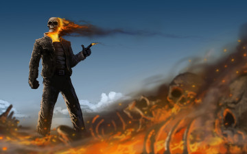 Картинка призрачный+гонщик фэнтези нежить ghost rider скелет огонь череп призрачный гонщик