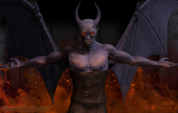 Картинка 3д+графика creatures+ существа демон рога крылья