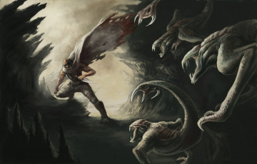 Картинка riddick 2013 рисованные кино схватка чудовища монстры нож