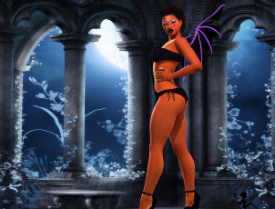 Картинка 3д+графика существа+ creatures девушка взгляд фон демон