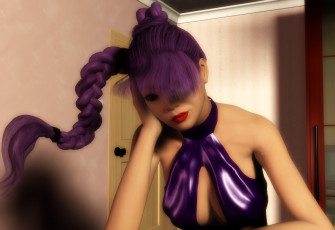 Картинка 3д+графика люди+ people девушка взгляд фон косичка