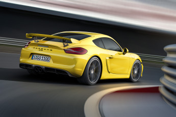 Картинка автомобили porsche 981c cayman gt4 желтый 2015г