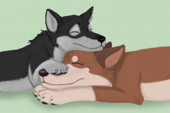 Картинка рисованное животные +собаки отдых фон собаки