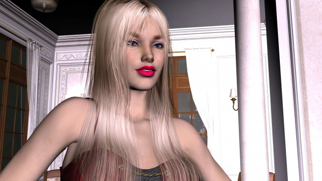 Обои картинки фото 3д графика, люди , people, девушка, взгляд, фон, блондинка