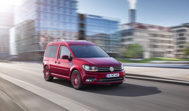 Обои картинки фото автомобили, volkswagen, caddy, generation, four, 2015г, красный