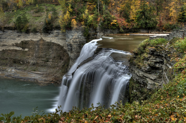 Обои картинки фото природа, водопады, водопад, река, лес