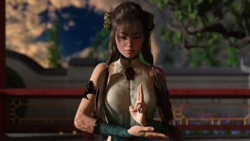 обоя 3д графика, фантазия , fantasy, девушка, взгляд, фон, жест