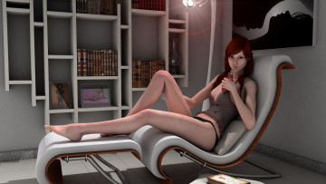 Картинка 3д+графика люди+ people девушка взгляд фон интерьер