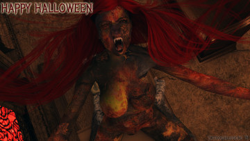 Картинка 3д+графика праздники+ holidays существо клыки