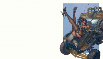 Картинка рисованное комиксы оружие броневик взгляд девушка фон