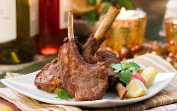 Картинка еда мясные+блюда мясо ягнятина лимон петрушка