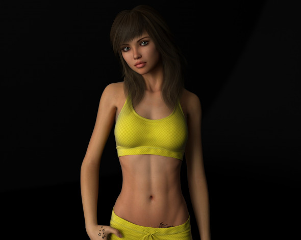 Обои картинки фото 3д графика, люди , people, девушка, взгляд, фон