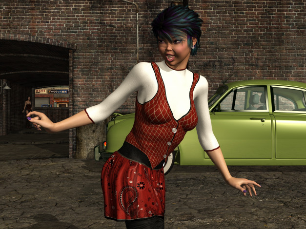 Обои картинки фото 3д графика, люди , people, девушка, взгляд, фон