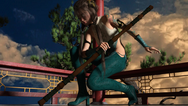 Обои картинки фото 3д графика, фантазия , fantasy, девушка, взгляд, фон