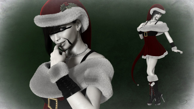 Обои картинки фото 3д графика, праздники , holidays, девушка, взгляд, фон