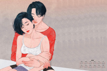 Картинка календари рисованные +векторная+графика ласка девушка парень 2018