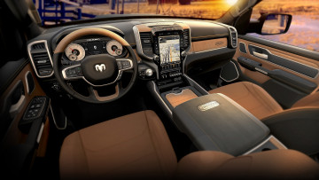 Картинка 2019+ram+1500+laramie+longhorn+edition автомобили интерьеры laramie longhorn edition салон интерьер додж ram 1500 2019 dodge