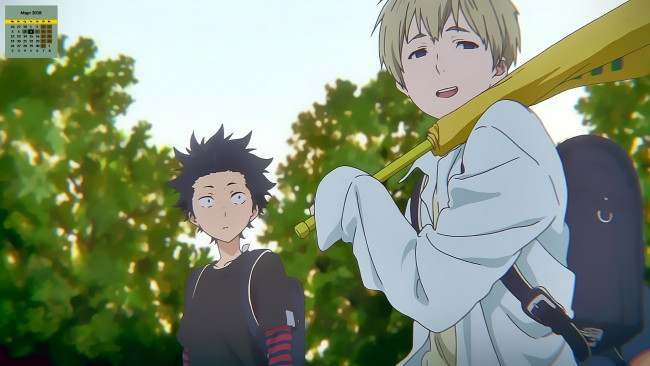 Обои картинки фото календари, аниме, взгляд, парень, рюкзак, 2018