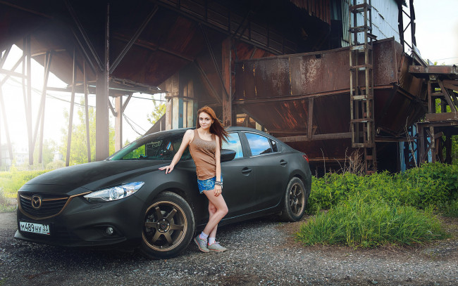 Обои картинки фото автомобили, -авто с девушками, mazda, 3, sport