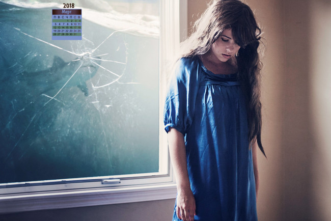 Обои картинки фото календари, девушки, трещина, 2018, стекло