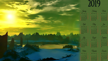 Картинка календари 3д-графика камни природа