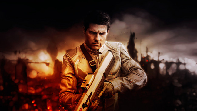 Обои картинки фото кино фильмы, oblivion, оружие, фон, мужчина