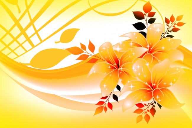 Обои картинки фото векторная графика, цветы , flowers, желтый, фон, цветы