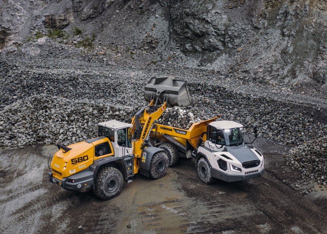 Обои картинки фото техника, фронтальные погрузчики, liebherr