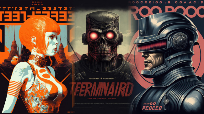 Обои картинки фото рисованное, кино,  мультфильмы, кинопародии, робокоп, терминатор, 5, элемент