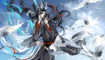 Картинка аниме mo+dao+zu+shi лань ванцзи вэй усянь журавли